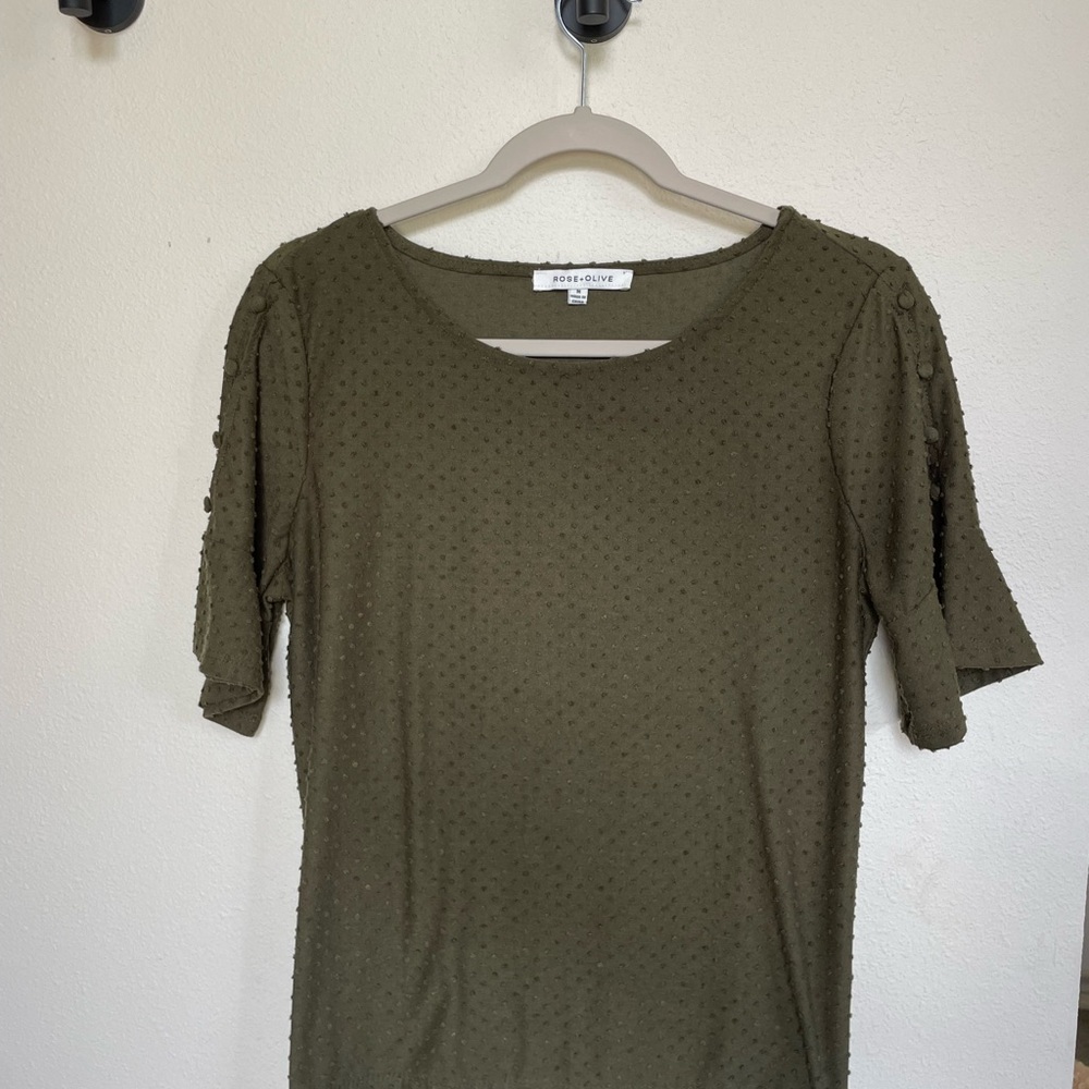 Chic Green 3/4 Sleeve Fitted Blouse